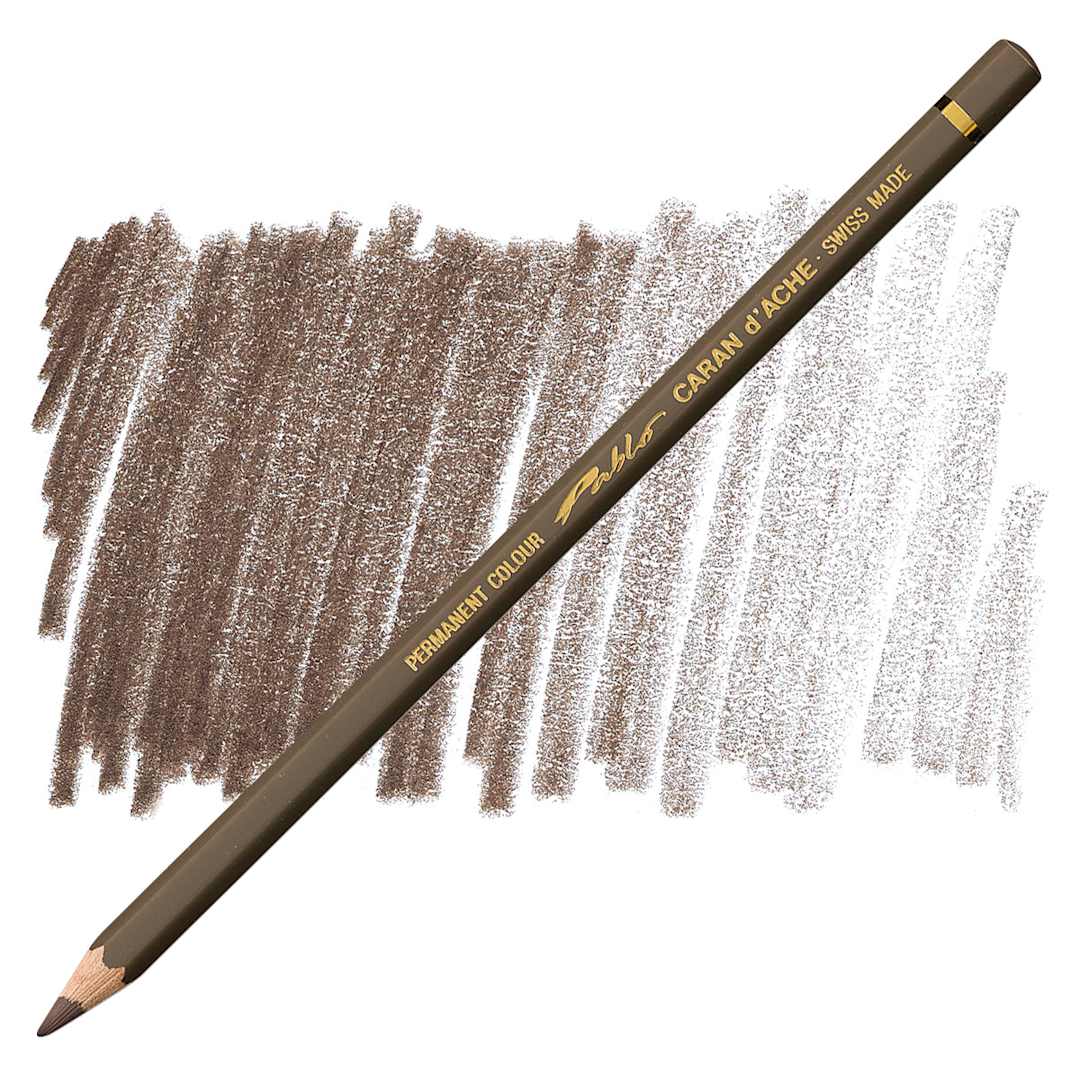 Open in modal - Caran d'Ache Pablo Colored Pencil - Vandycke Brown pencil and swatch