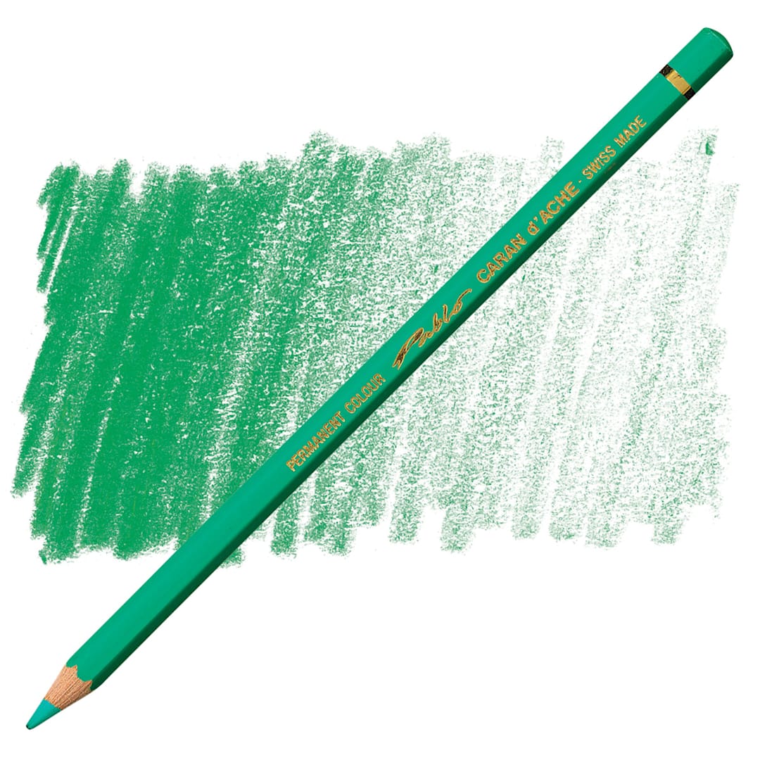 Open in modal - Caran d'Ache Pablo Colored Pencil - Veronese Green pencil and swatch