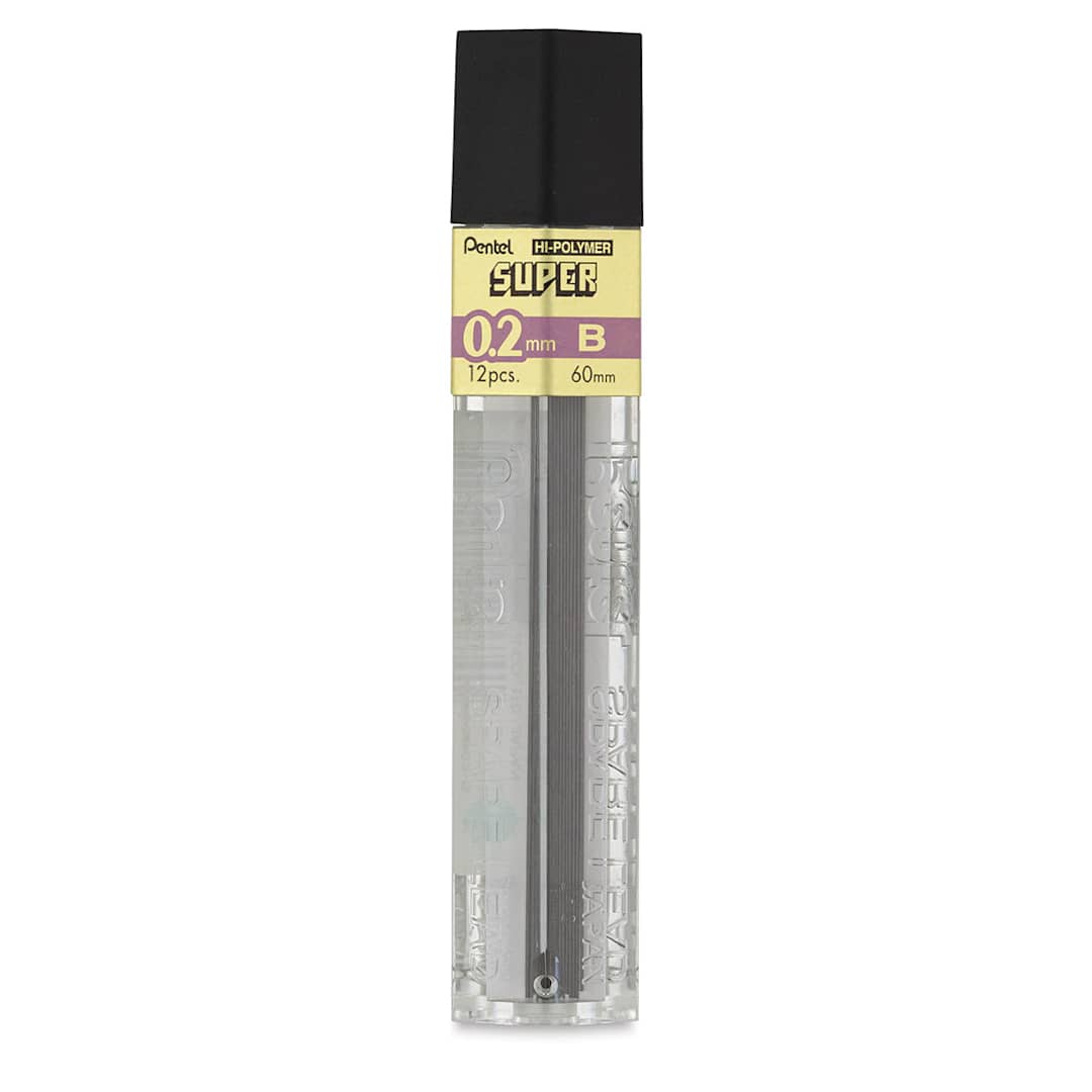Open in modal - Pentel Hi-Polymer Lead Refill - 0.2 mm, Black, B, Pkg of 12