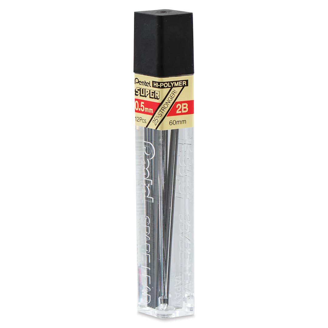 Open in modal - Pentel Hi-Polymer Lead Refills - 0.5 mm, Black, 2B