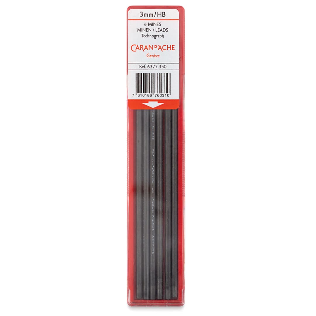 Open in modal - Caran d'Ache Technograph Leads - 3 mm, HB, Pkg of 6 Leads (in package)