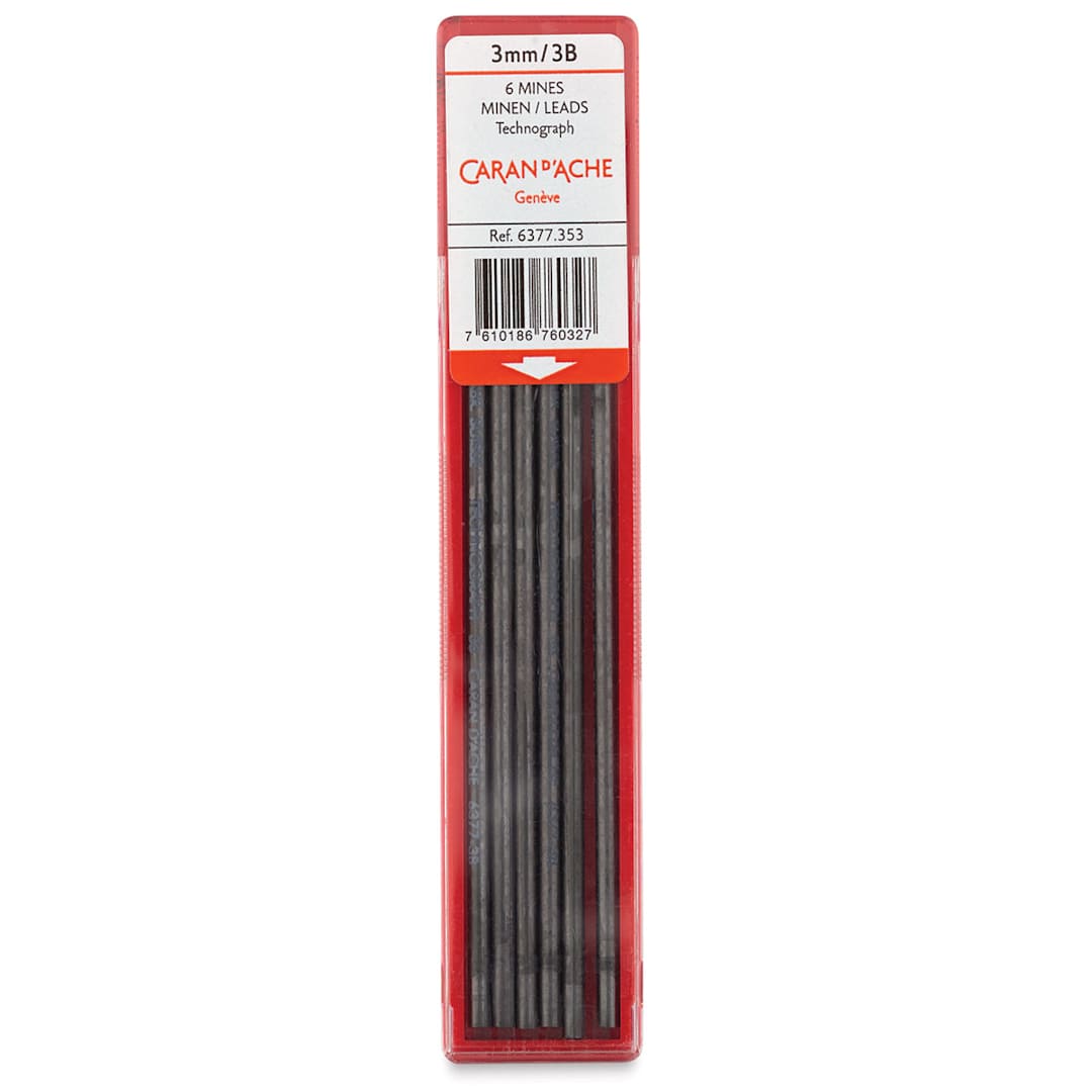 Open in modal - Caran d'Ache Technograph Leads - 3 mm, 3B, Pkg of 6 Leads (in package)