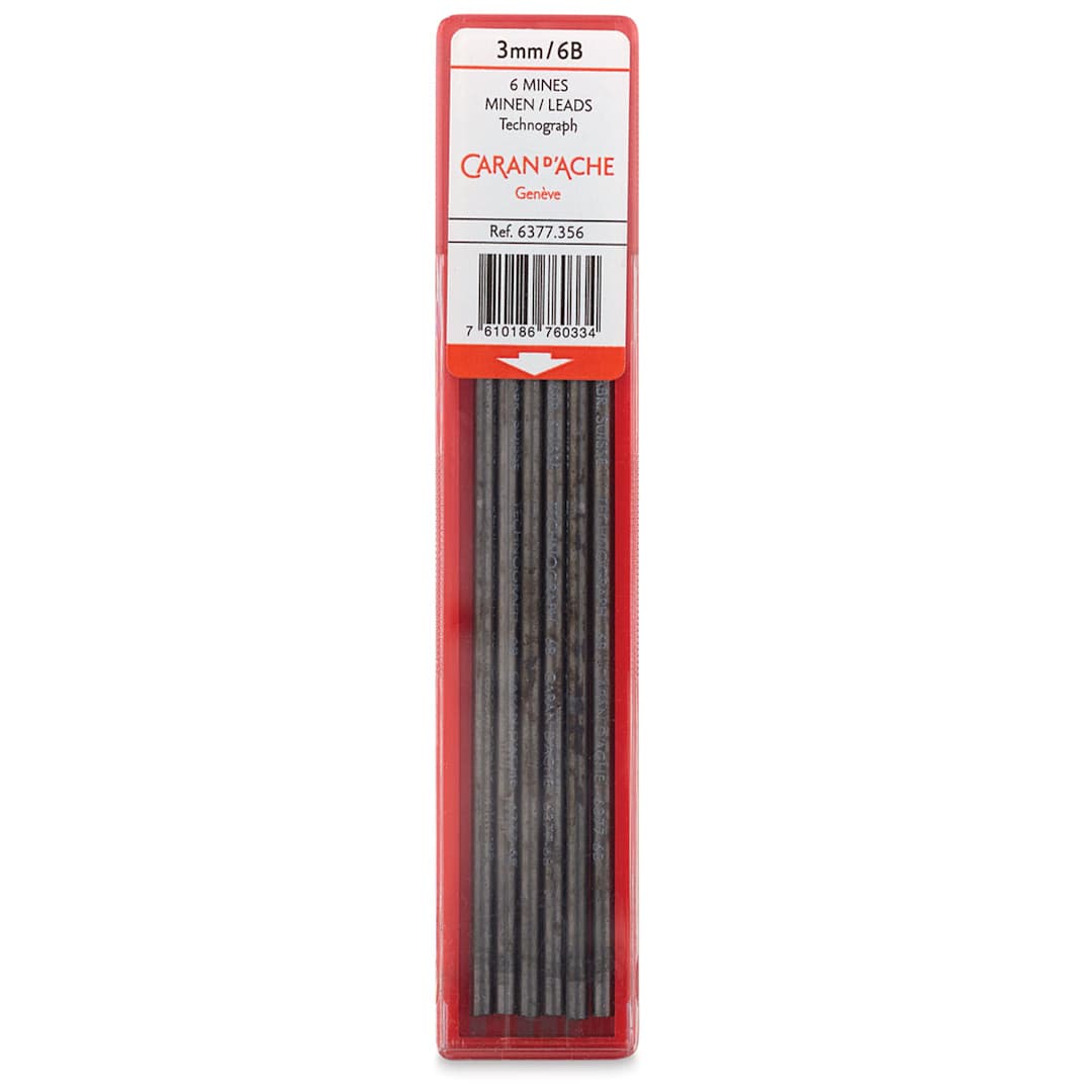 Open in modal - Caran d'Ache Technograph Leads - 3 mm, 6B, Pkg of 6 Leads (in package)