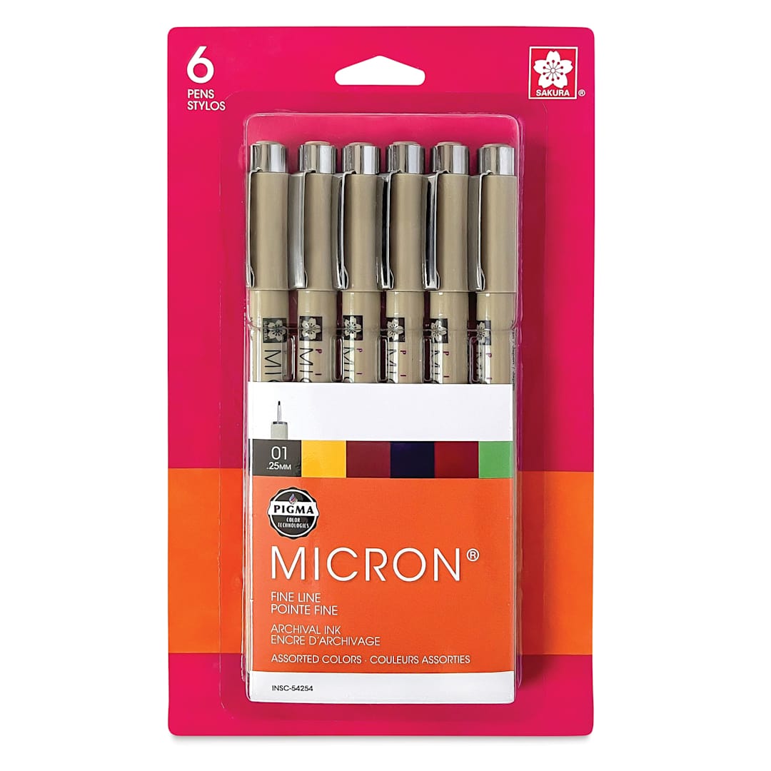 Open in modal - Sakura Pigma Micron Pen - Set of 6, Natural Earth, 01, front of the packaging