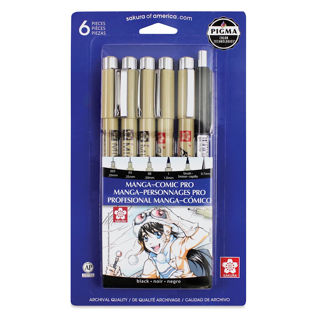 Open in modal - Sakura Manga Comic Pro Set - Sketching & Ink Set, Set of 6, front of package