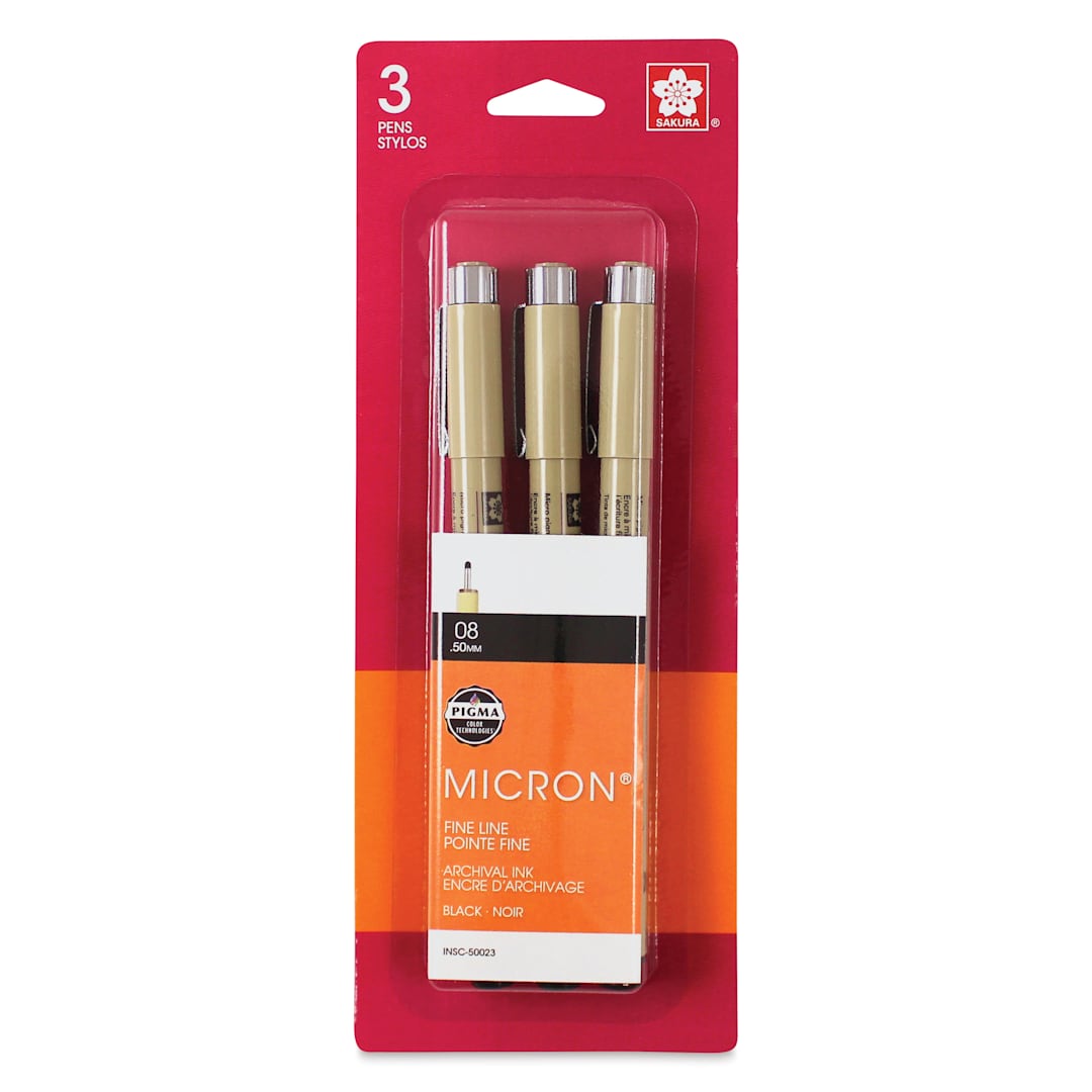 Open in modal - Sakura Pigma Micron Pens - Set of 3, Black, 08