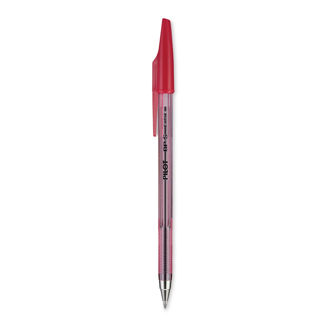 Open in modal - Pilot Better Ball Point Pen - Fine, Red, Box of 12, single pen with cap off