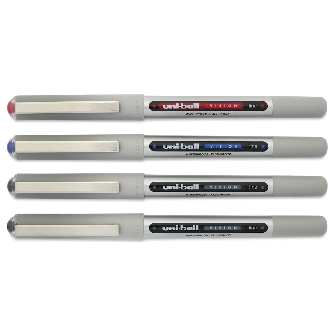 Open in modal - Uni-Ball Vision Rollerball Pen - Assorted Colors, 0.7 mm, Pkg of 4