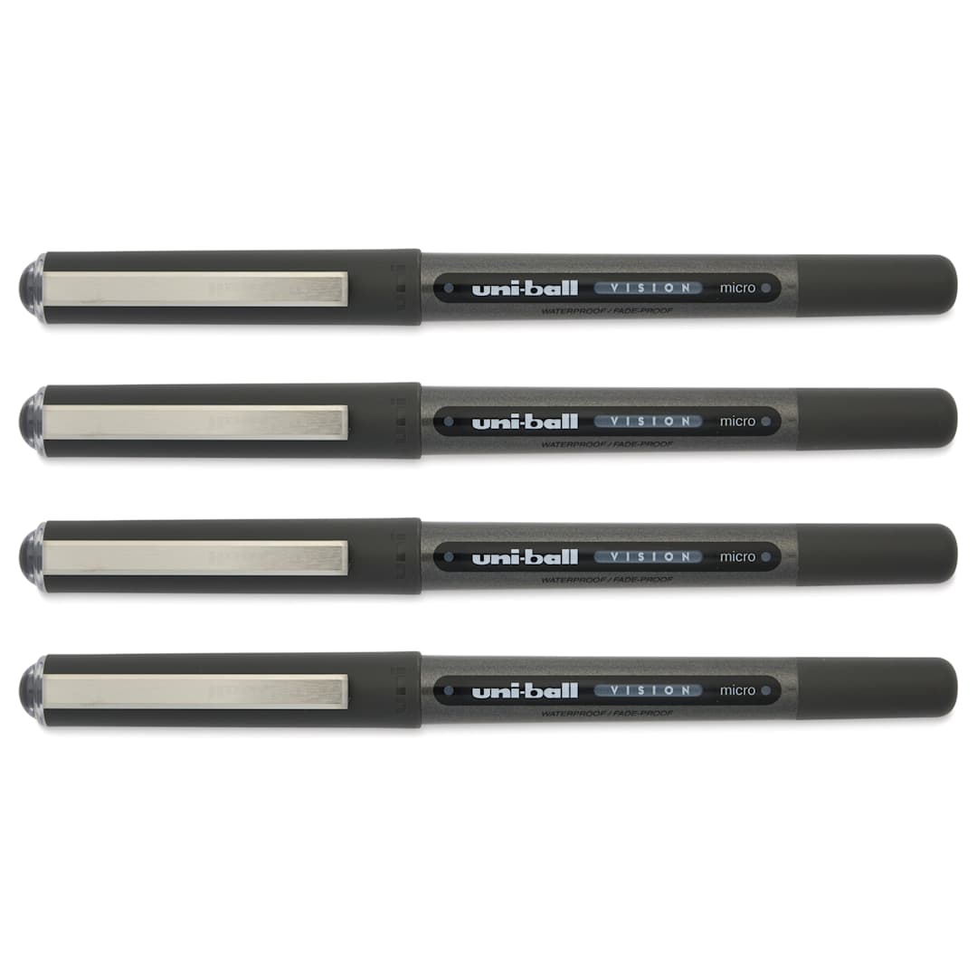 Open in modal - Uni-Ball Vision Rollerball Pen - Black, 0.5 mm, Pkg of 4