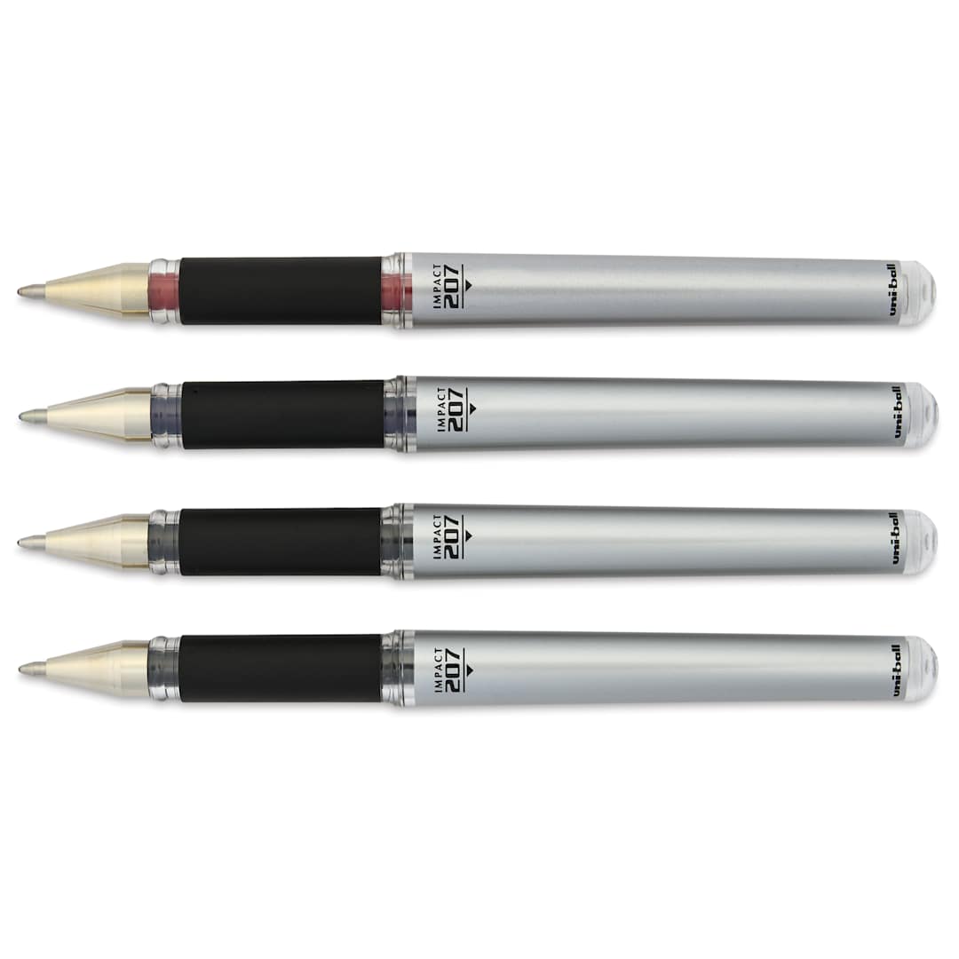 Open in modal - Uni-Ball Signo 207 Impact Rollerball Gel Pens - Assorted, Set of 4