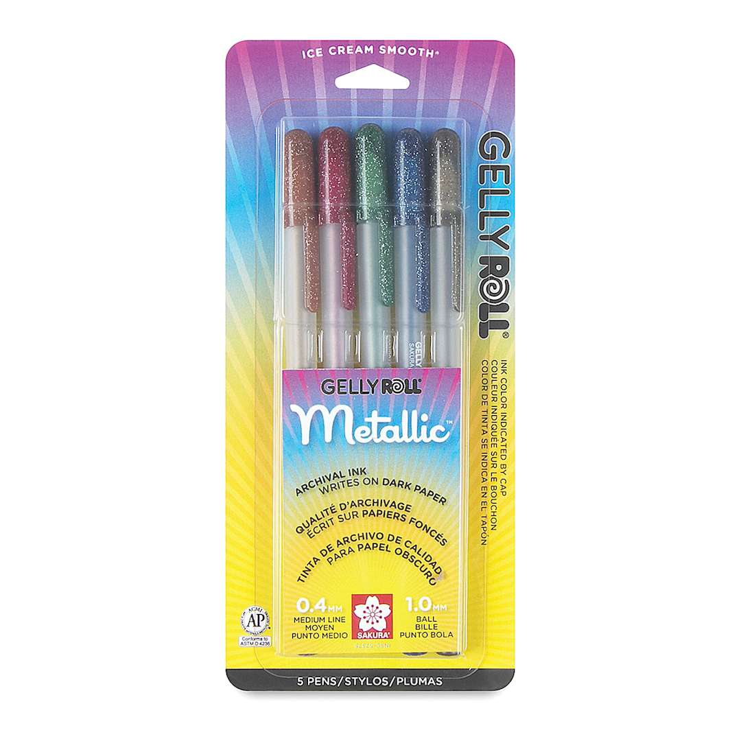 Open in modal - Sakura Gelly Roll Pens - Dark Metallic Colors, Medium Tip, Set of 5