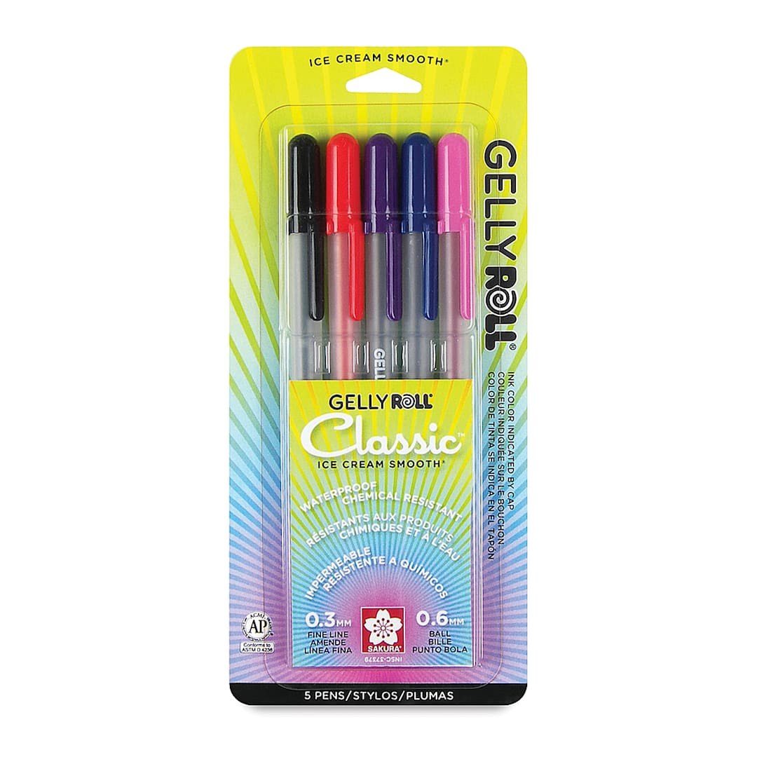 Open in modal - Sakura Gelly Roll Pen Set - Dark Colors, Set of 5, Fine Point