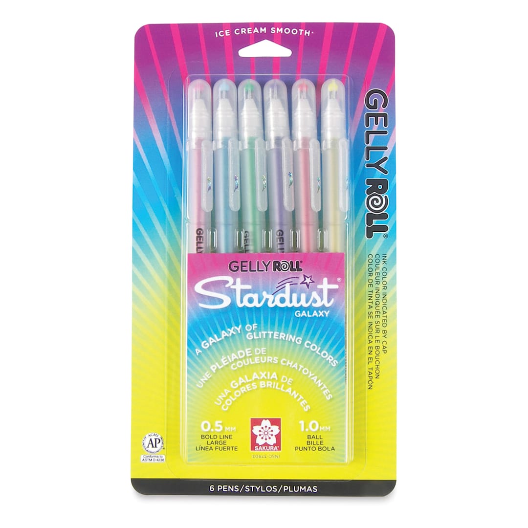 Open in modal - Sakura Gelly Roll Stardust Pen - Front view of blister package of Set of 6