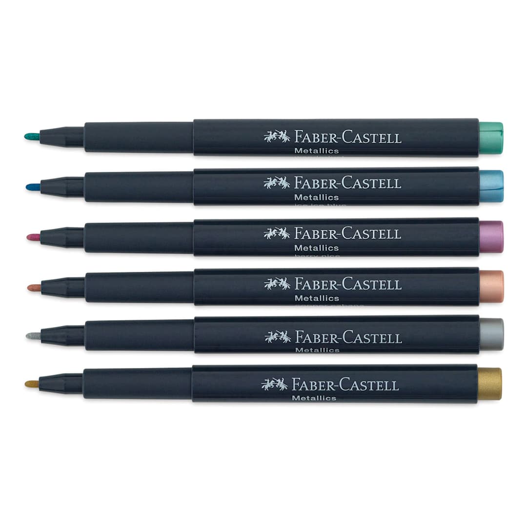 Open in modal - Faber-Castell Metallic Marker - Set of 6, Bullet Nib (out of package)
