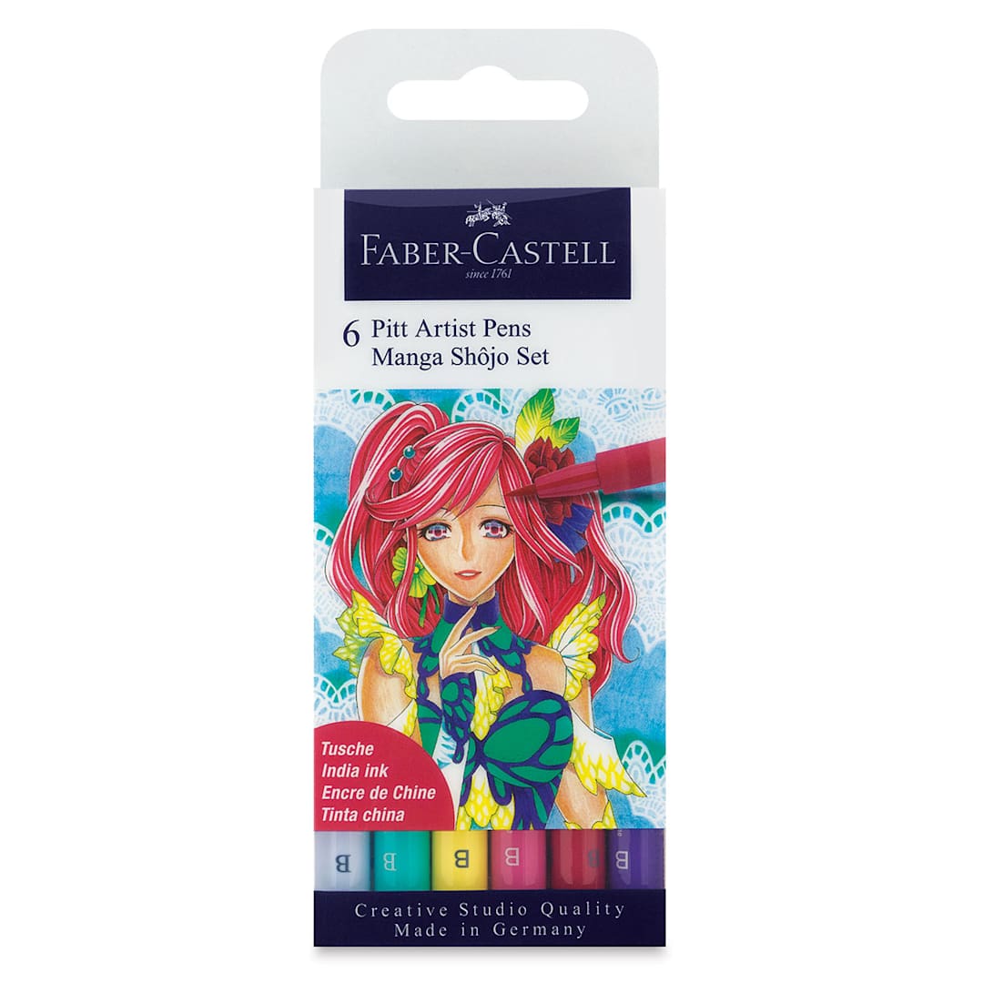 Open in modal - Faber-Castell Pitt Artist Pens Manga Set - Shojo, Set of 6 front of package