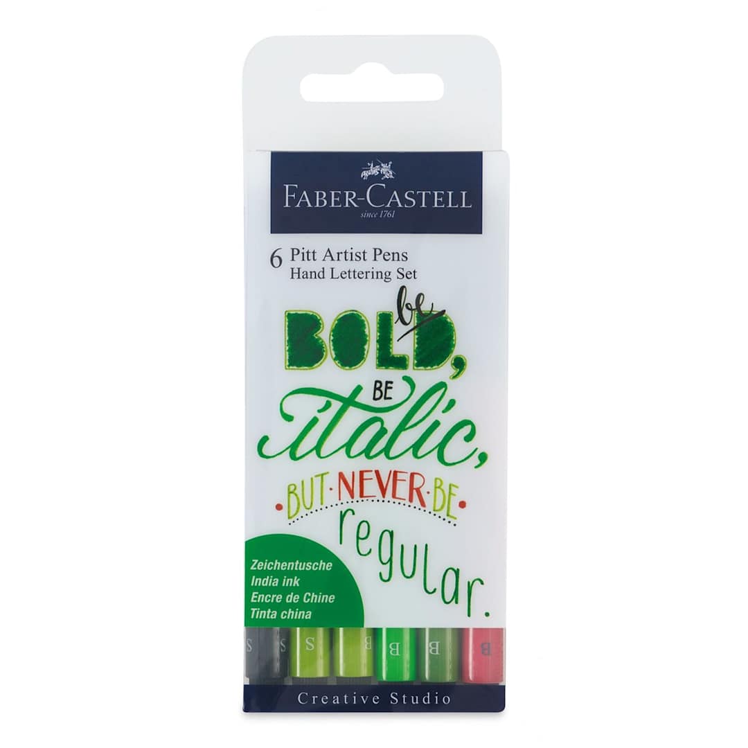 Open in modal - Faber-Castell Pitt Artist Pens - Be Bold Lettering Set, Set of 6 (front of package)