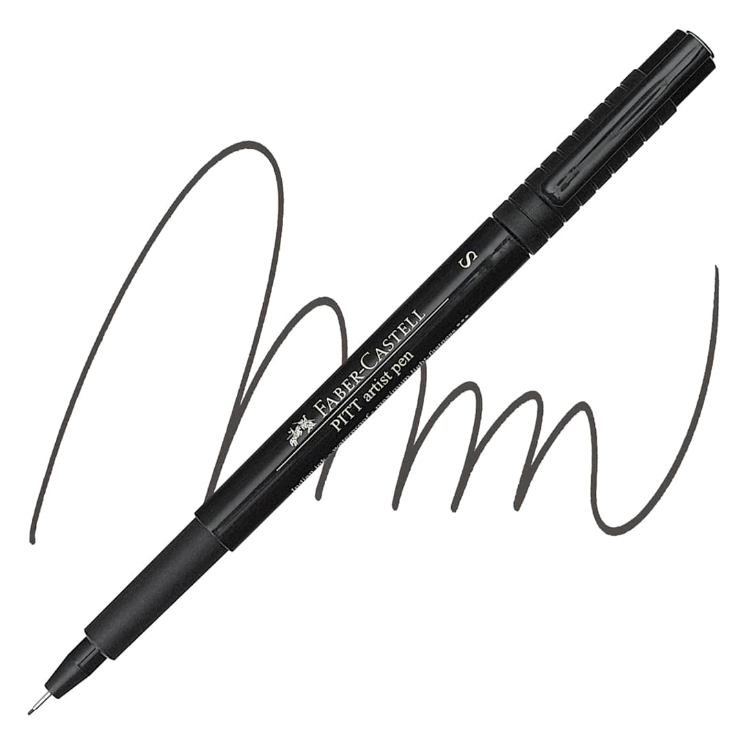 Open in modal - Faber-Castell Pitt Artist Pen - Black, Super Fine Nib pen and swatch