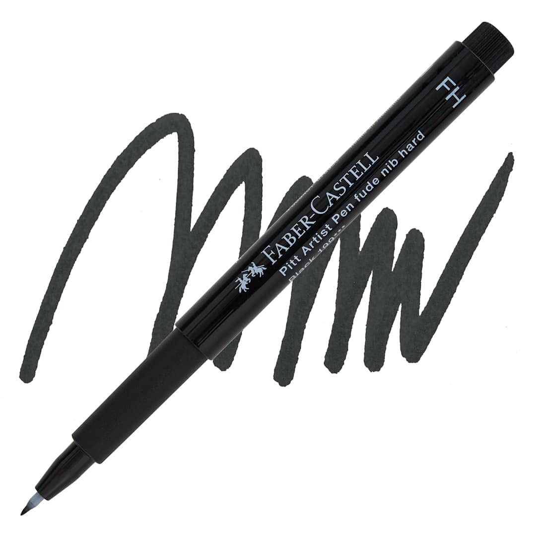 Open in modal - Faber-Castell Pitt Artist Pen - Black, Fude, Hard Brush Tip pen and swatch