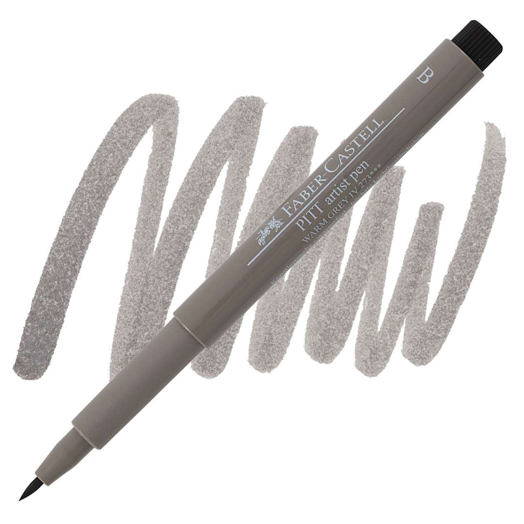 Open in modal - Faber-Castell Pitt Artist Pen - Warm Gray IV, Brush Nib pen and swatch