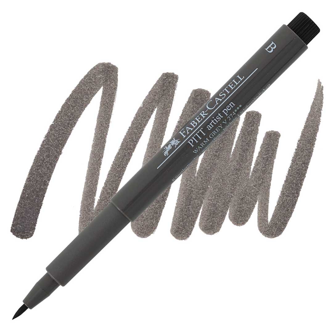 Open in modal - Faber-Castell Pitt Artist Pen - Warm Gray V, Brush Nib pen and swatch