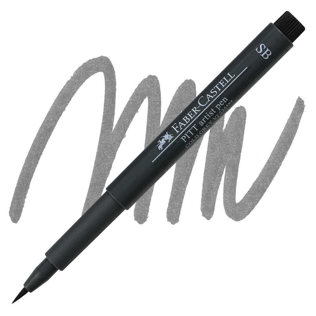 Open in modal - Faber-Castell Pitt Artist Pen - Cold Gray VI, Soft Brush Nib pen and swatch