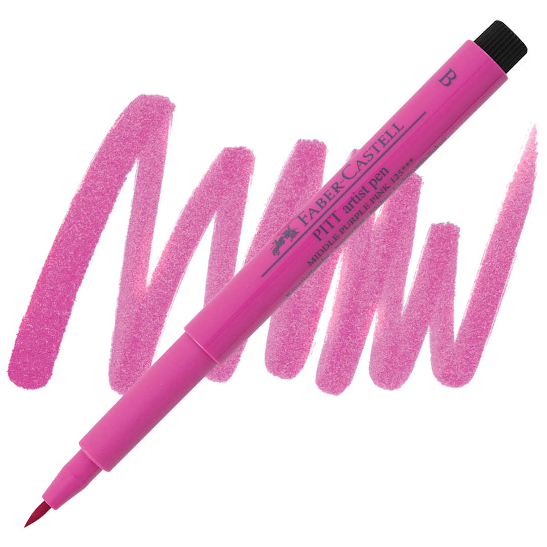 Open in modal - Faber-Castell Pitt Artist Pen - Middle Purple Pink, Brush Nib pen and swatch