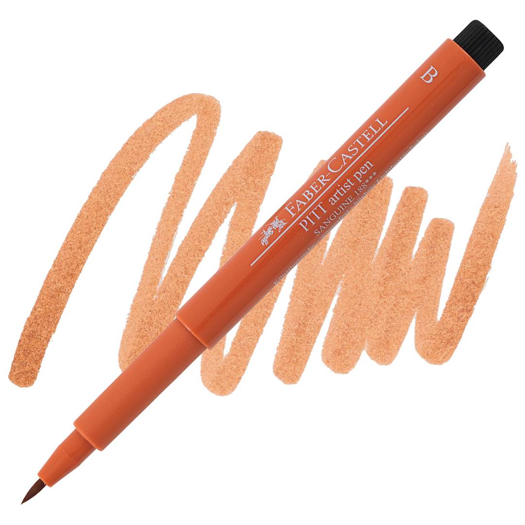Open in modal - Faber-Castell Pitt Artist Pen - Sanguine, Brush Nib pen and swatch