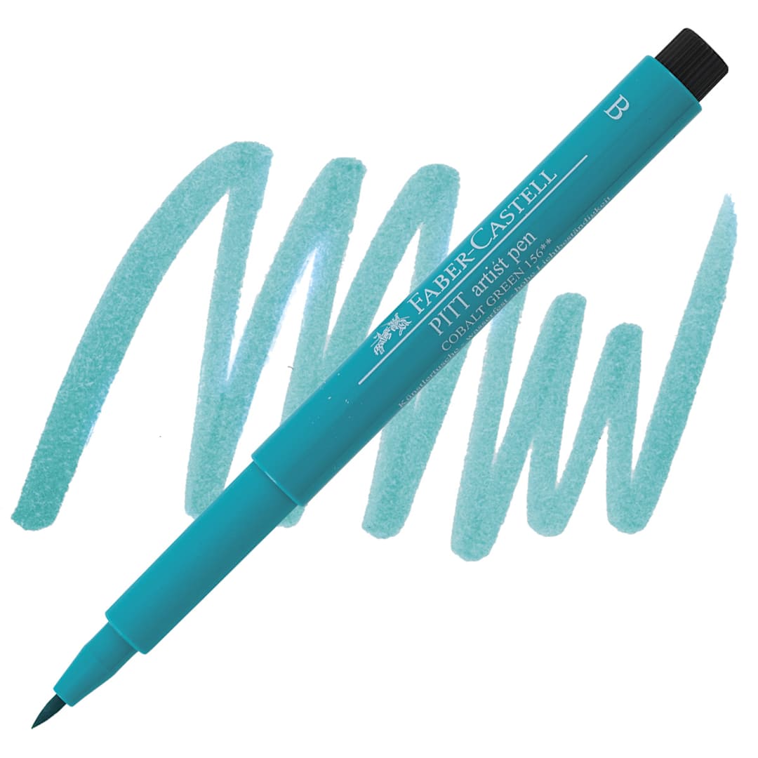 Open in modal - Faber-Castell Pitt Artist Pen - Cobalt Green, Brush Nib pen and swatch