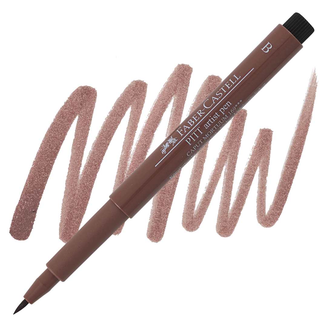 Open in modal - Faber-Castell Pitt Artist Pen - Caput Mortuum, Brush Nib pen and swatch