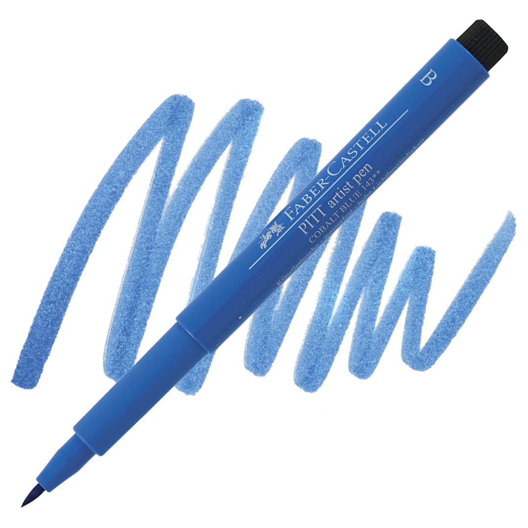 Open in modal - Faber-Castell Pitt Artist Pen - Cobalt Blue, Brush Nib pen and swatch