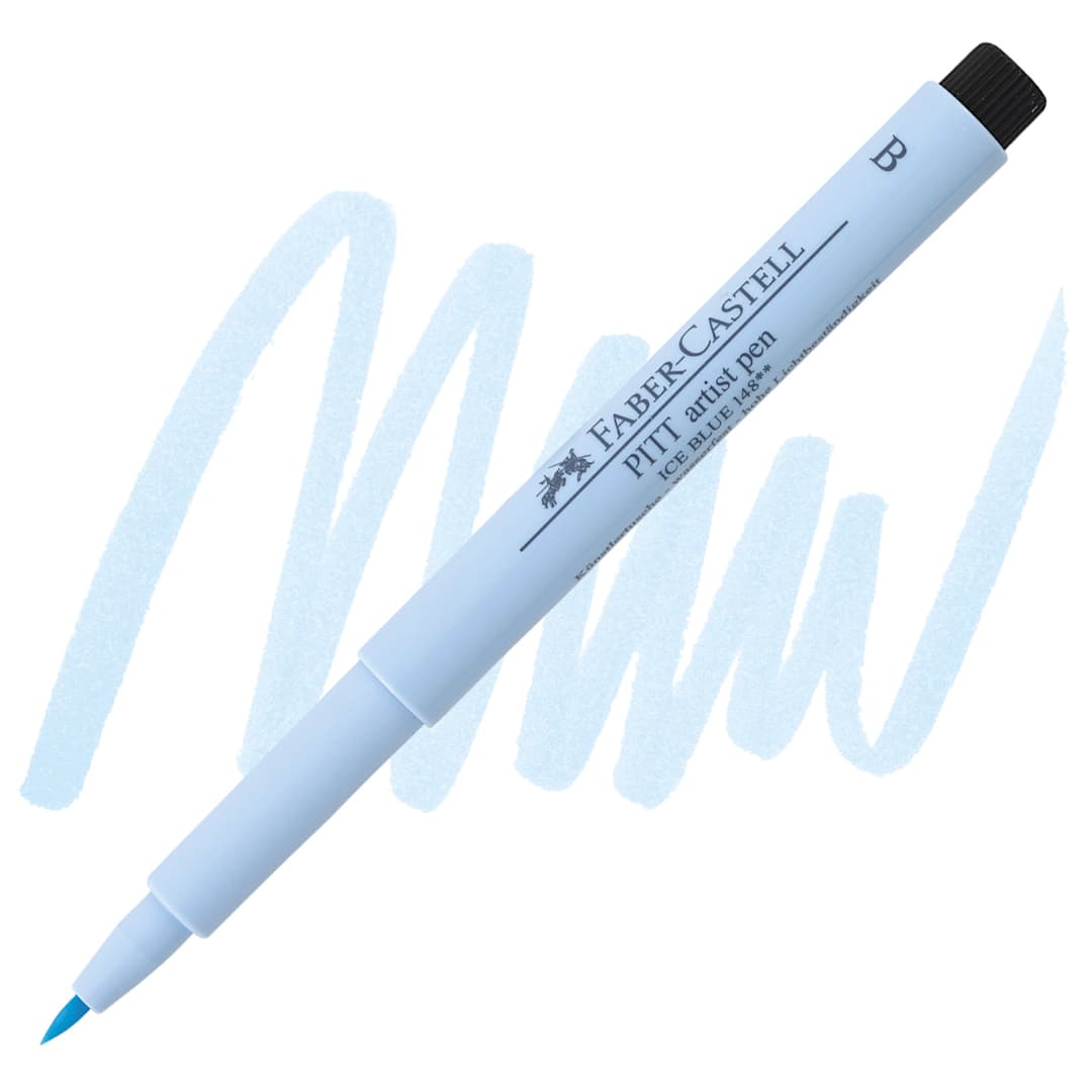Open in modal - Faber-Castell Pitt Artist Pen - Ice Blue, Brush Nib pen and swatch