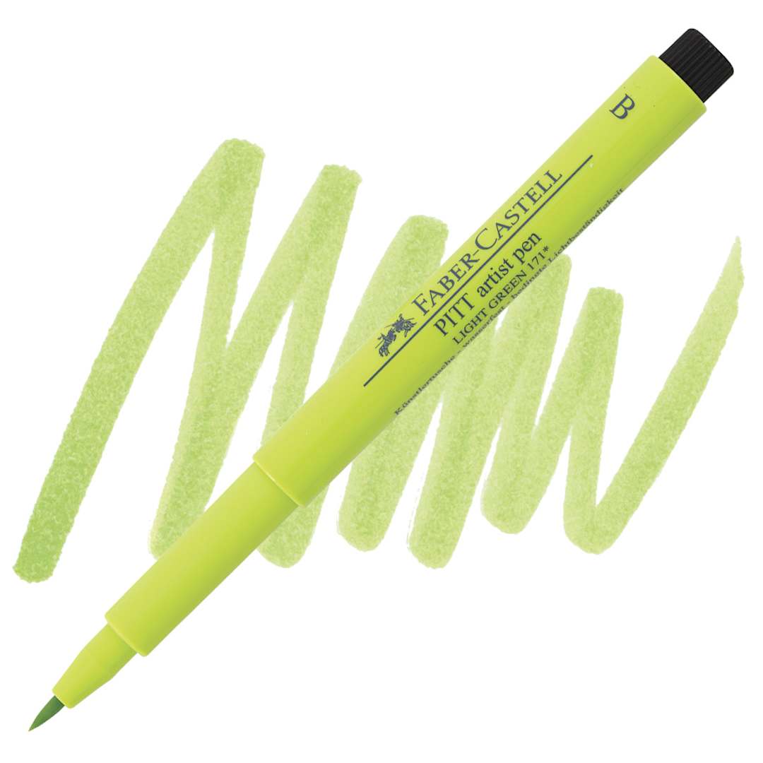 Open in modal - Faber-Castell Pitt Artist Pen - Light Green, Brush Nib pen and swatch