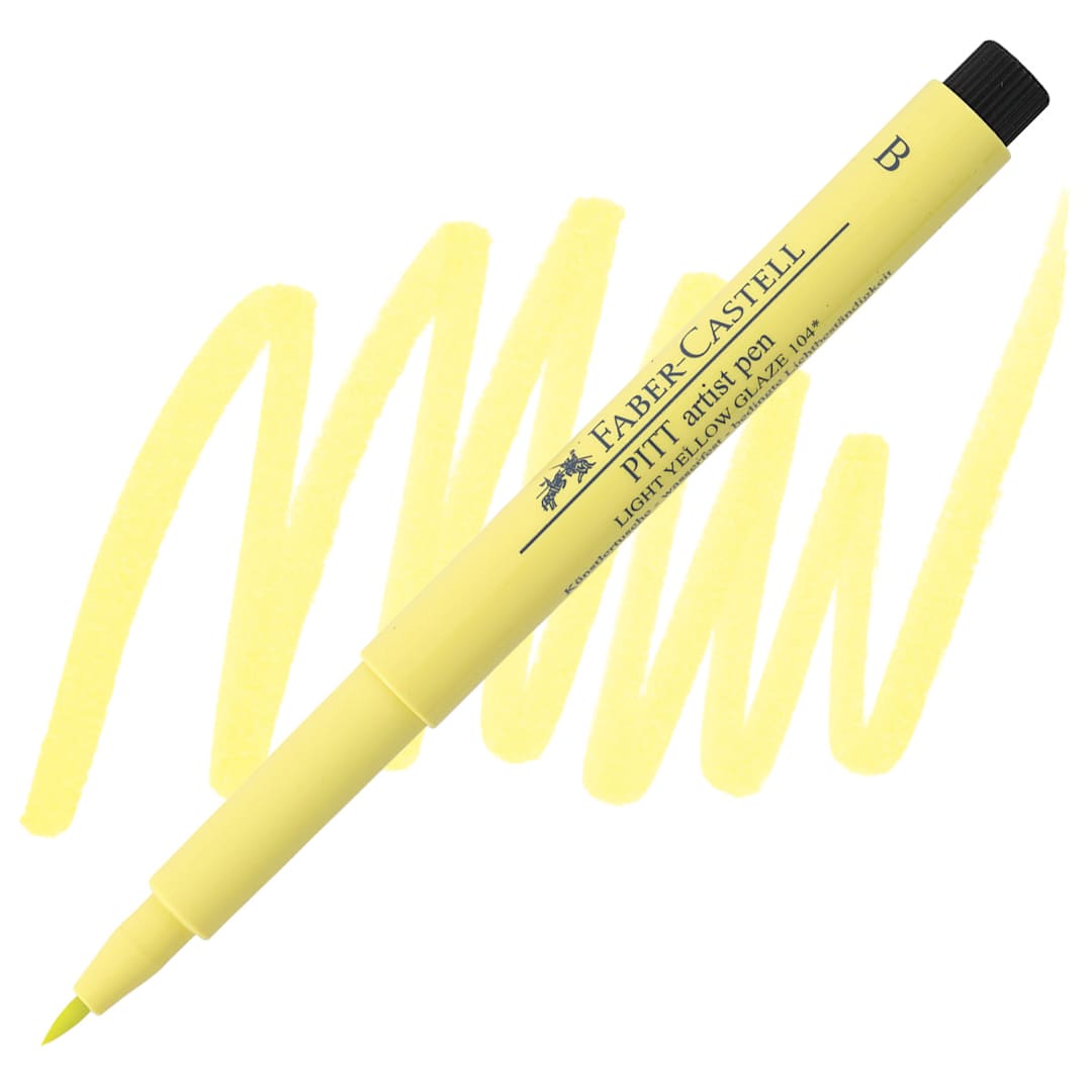 Open in modal - Faber-Castell Pitt Artist Pen - Light Yellow Glaze, Brush Nib pen and swatch