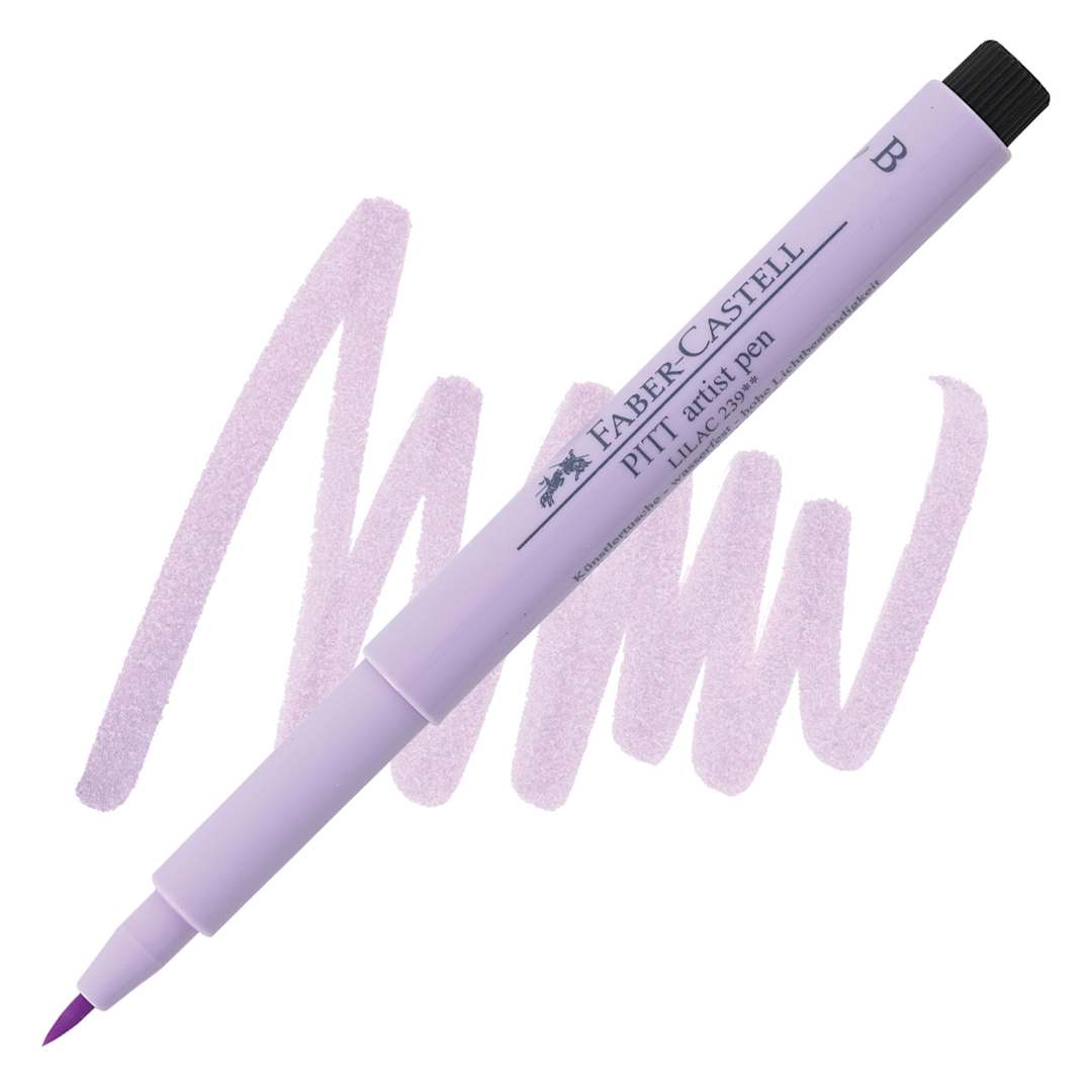 Open in modal - Faber-Castell Pitt Artist Pen - Lilac, Brush Nib pen and swatch