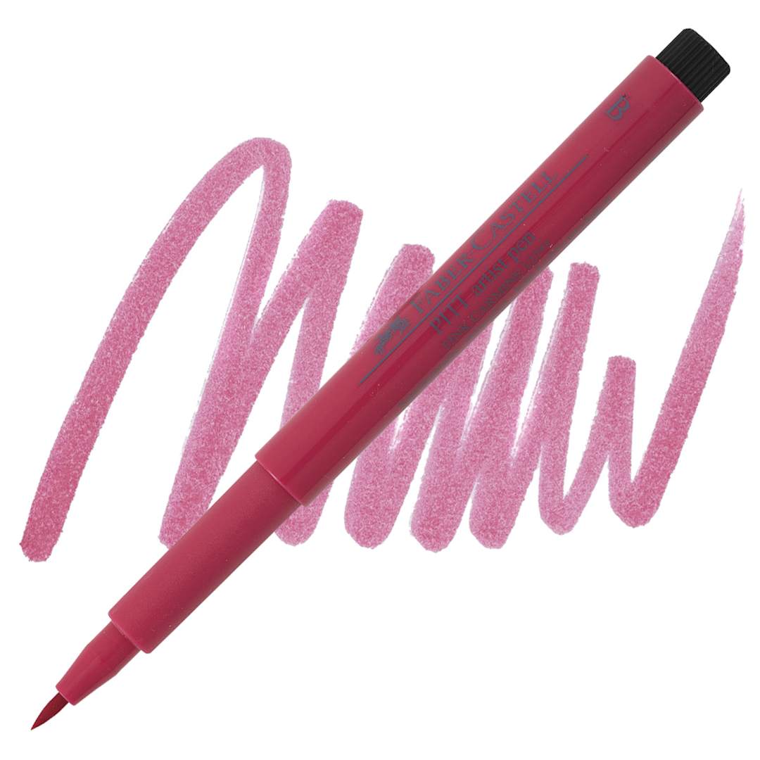 Open in modal - Faber-Castell Pitt Artist Pen - Pink Carmine, Brush Nib pen and swatch