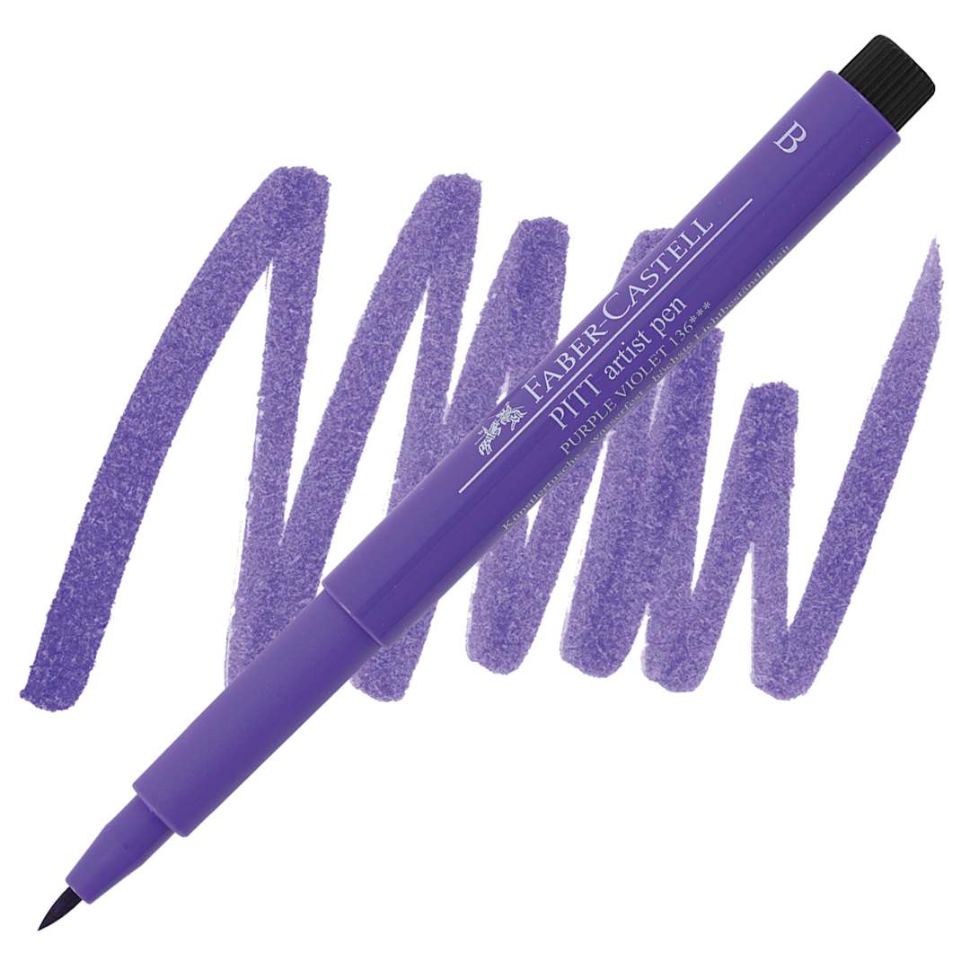 Open in modal - Faber-Castell Pitt Artist Pen - Purple Violet, Brush Nib pen and swatch