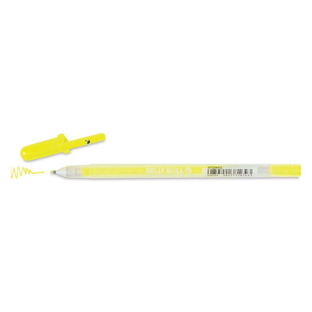 Open in modal - Sakura Gelly Roll Moonlight Pen - Fluorescent Yellow, Bold with cap off