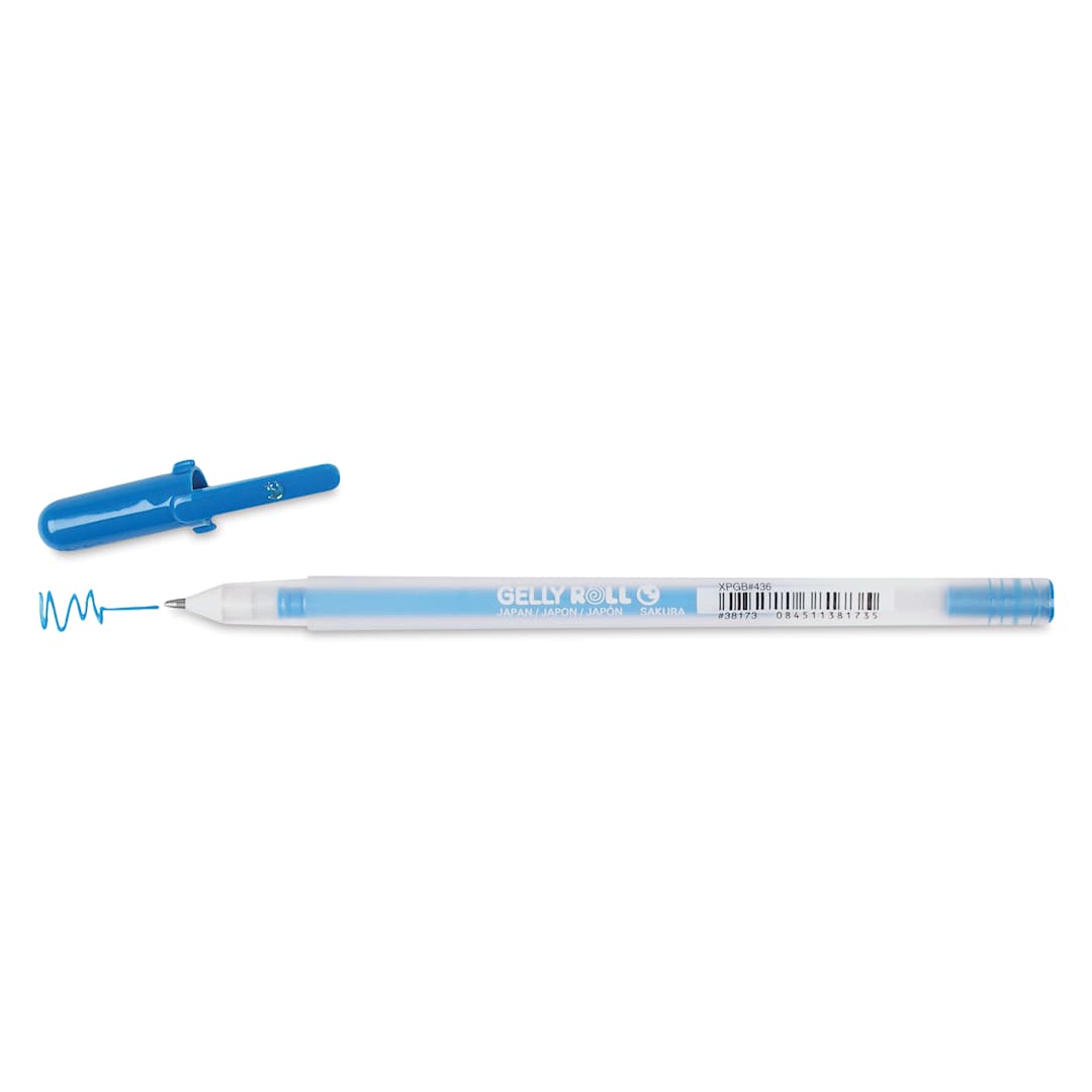 Open in modal - Sakura Gelly Roll Moonlight Pen - Blue, Bold Point with cap off