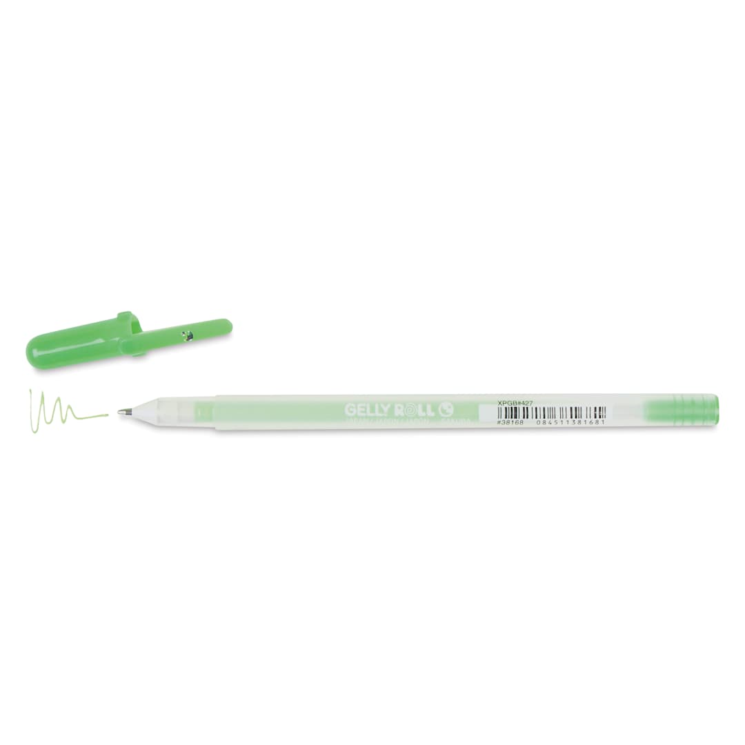 Open in modal - Sakura Gelly Roll Moonlight Pen - Fluorescent Green, Bold Point with cap off