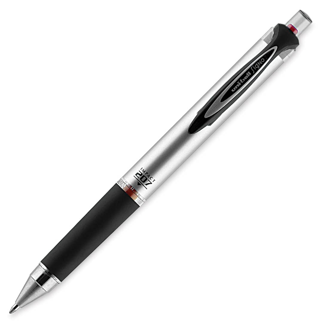 Open in modal - Uni-Ball Retractable Gel Impact Pen - Red Pen shown at angle