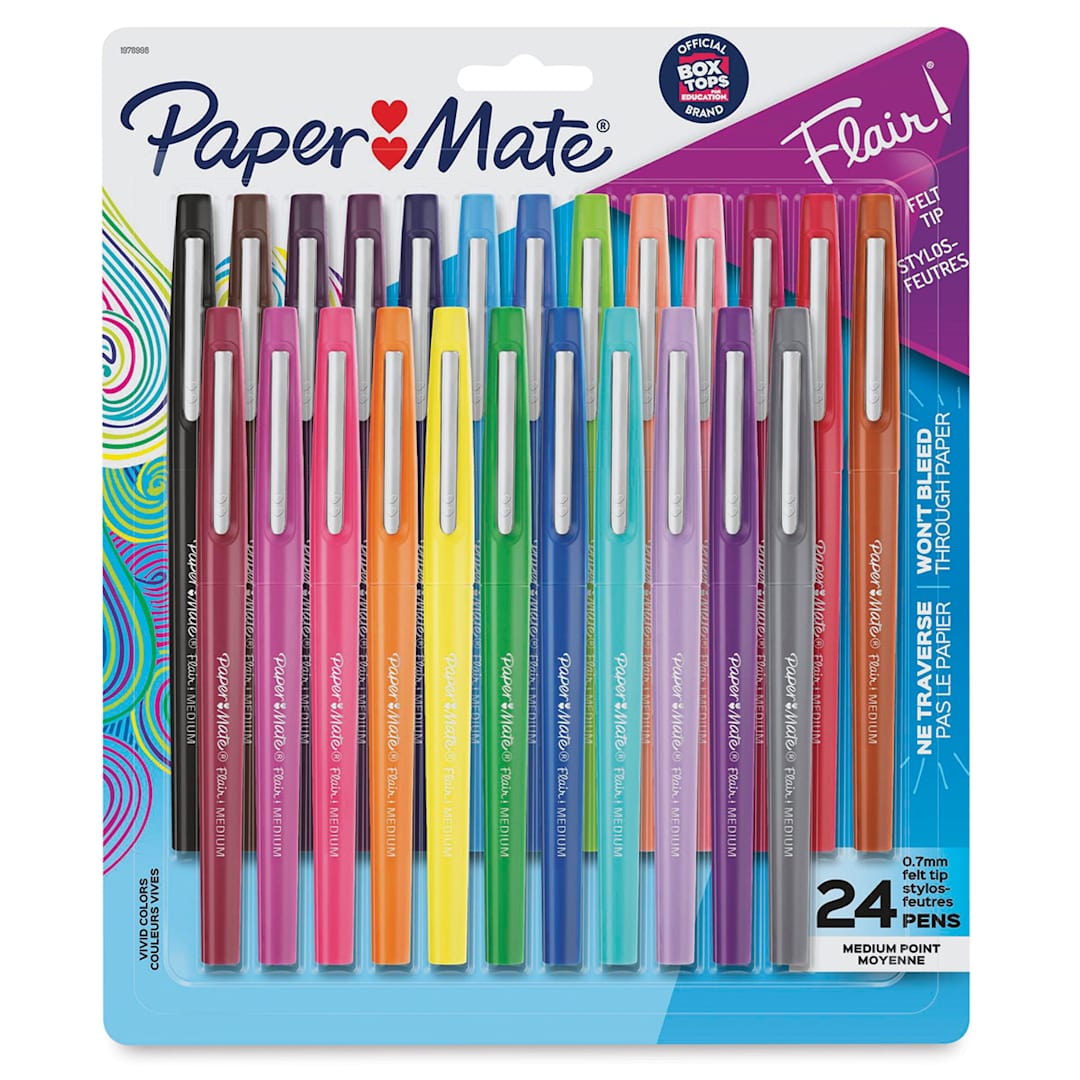 Open in modal - Paper Mate Flair Guard Pen - Tropical Colors, Medium Tip, Set of 24