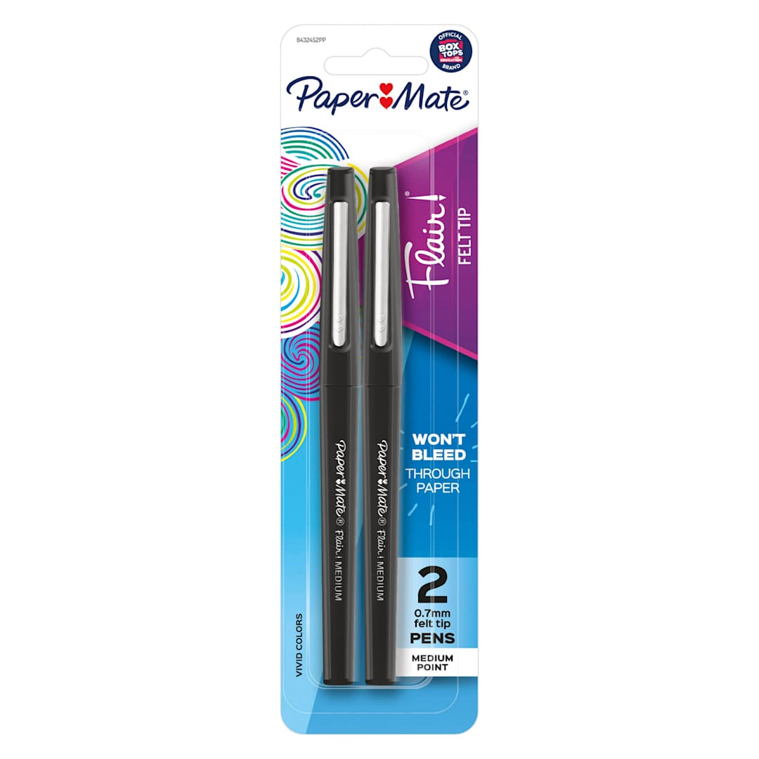 Open in modal - Paper Mate Flair Guard Pens - Pkg of 2, Black, Medium Tip