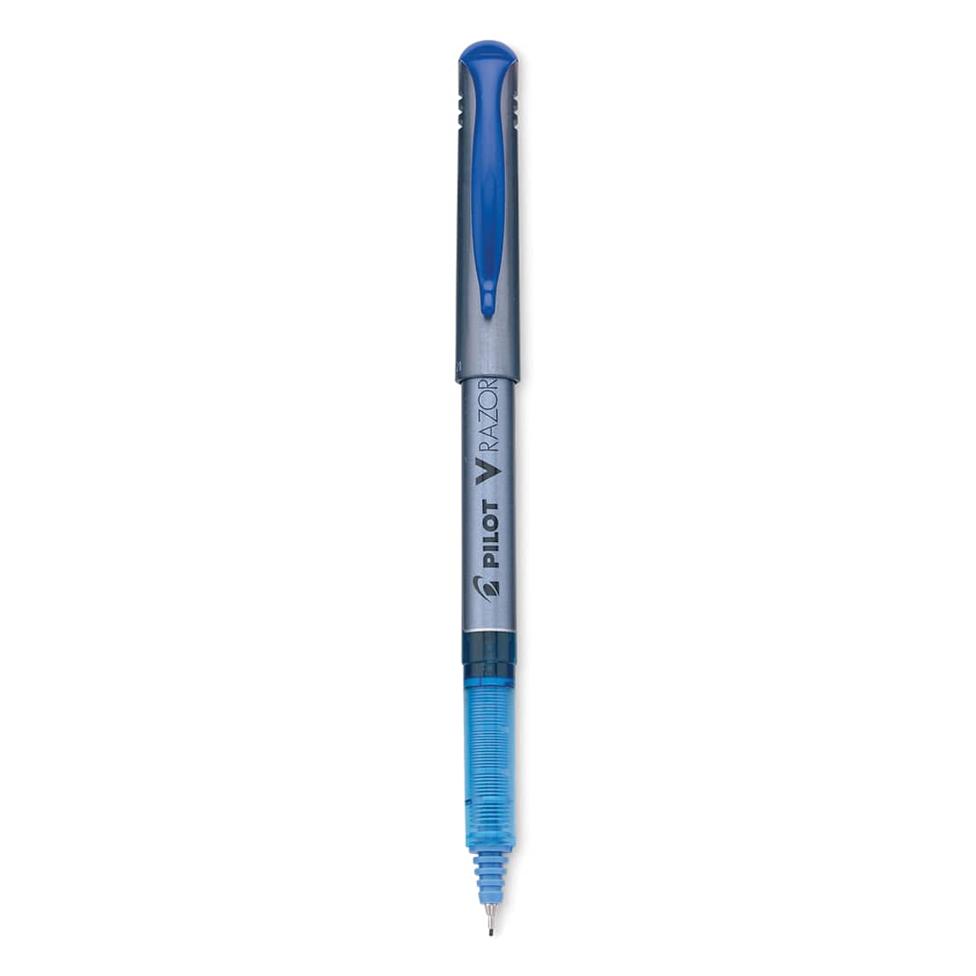 Open in modal - Pilot V-Razor Point Marker Pen - Blue with cap off