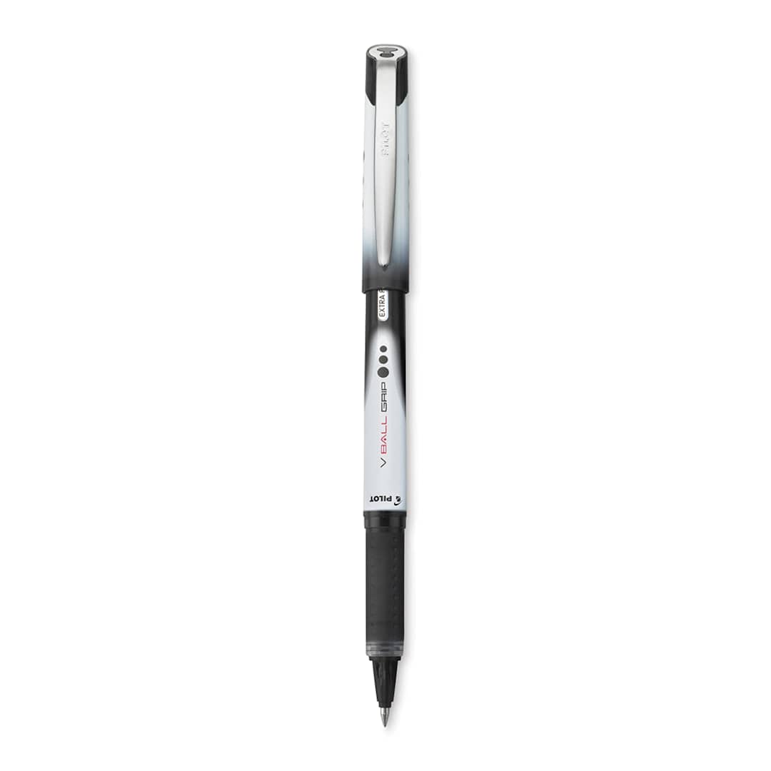 Open in modal - Pilot V-Ball Grip Roller Ball Pen - 0.5 mm, Black with cap off