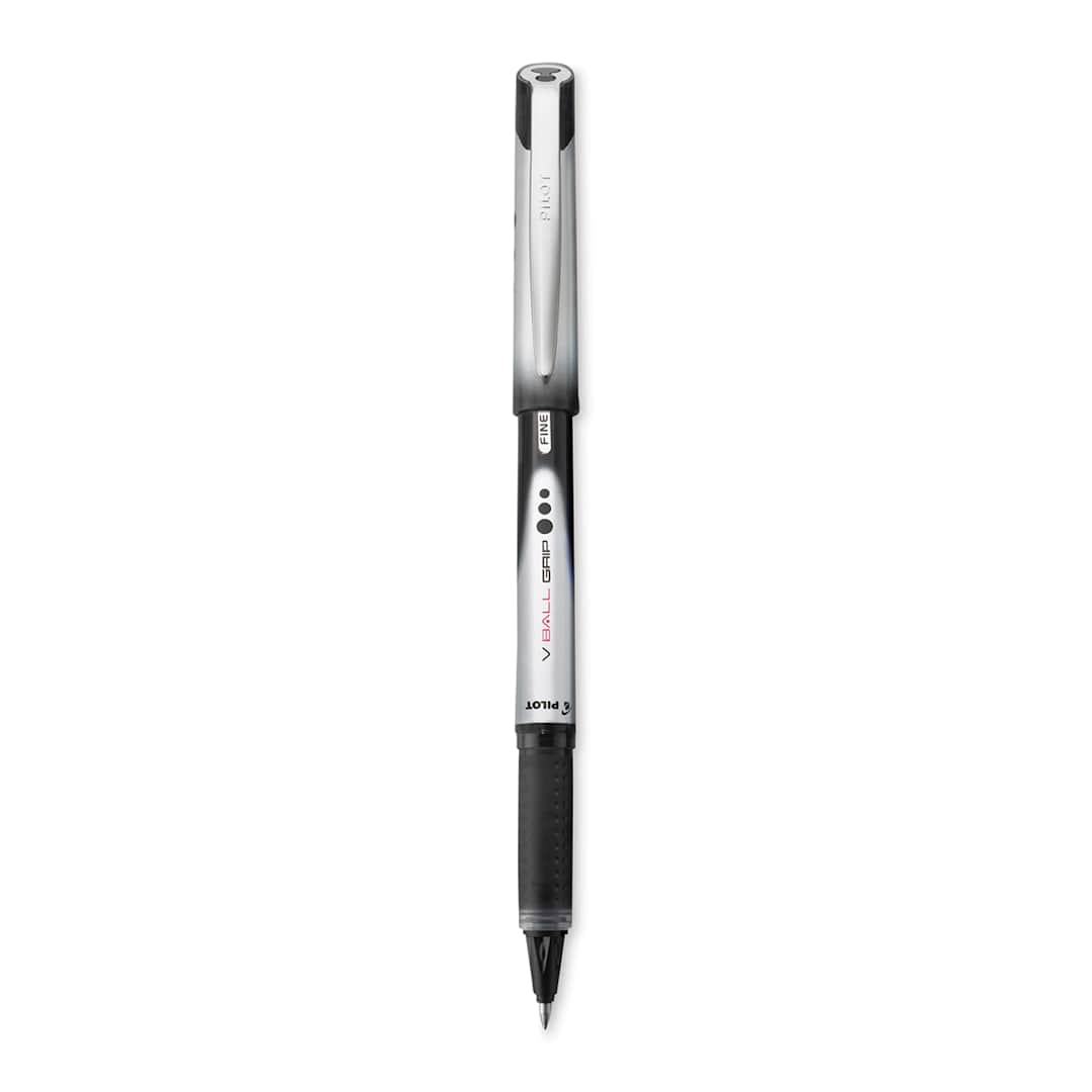 Open in modal - Pilot V-Ball Grip Roller Ball Pen - 0.7 mm, Black with cap off