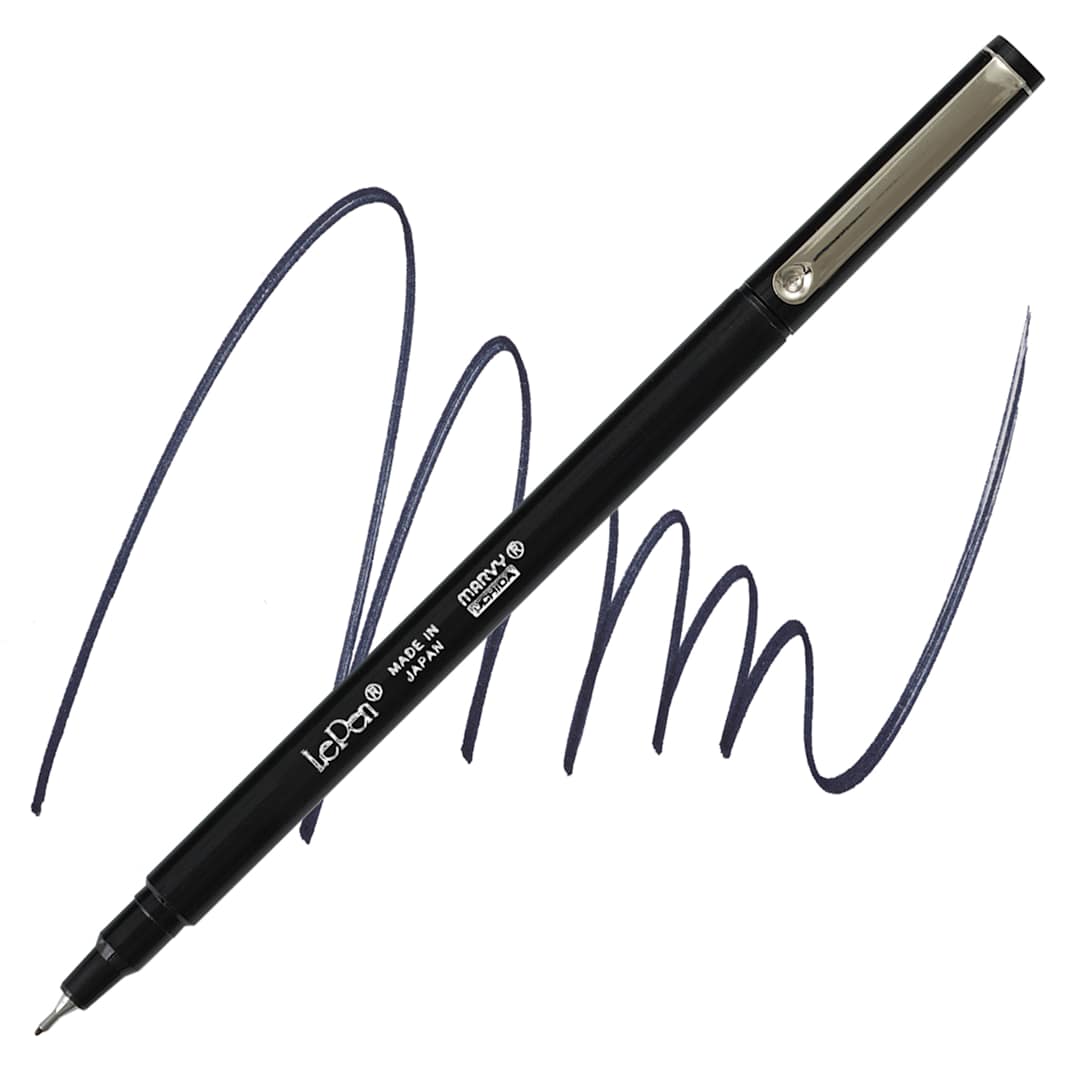 Open in modal - Marvy Uchida LePen Fine Line Marker - Black marker and swatch