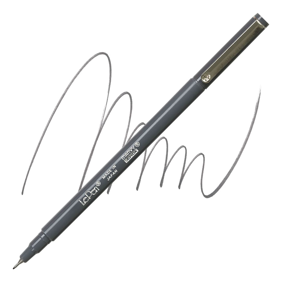 Open in modal - Marvy Uchida LePen Fine Line Marker - Dark Gray marker and swatch