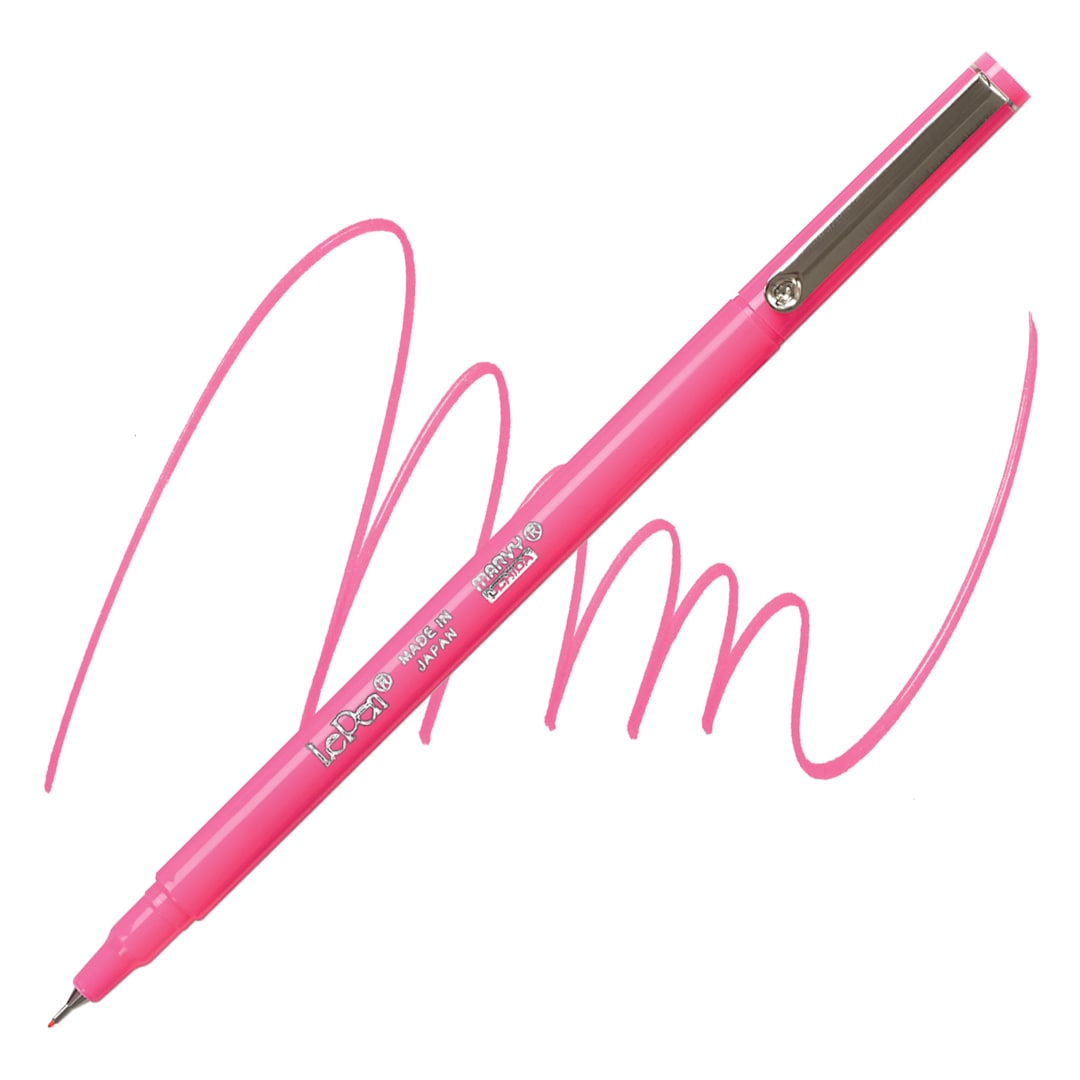 Open in modal - Marvy Uchida LePen Fine Line Marker - Pink marker and swatch