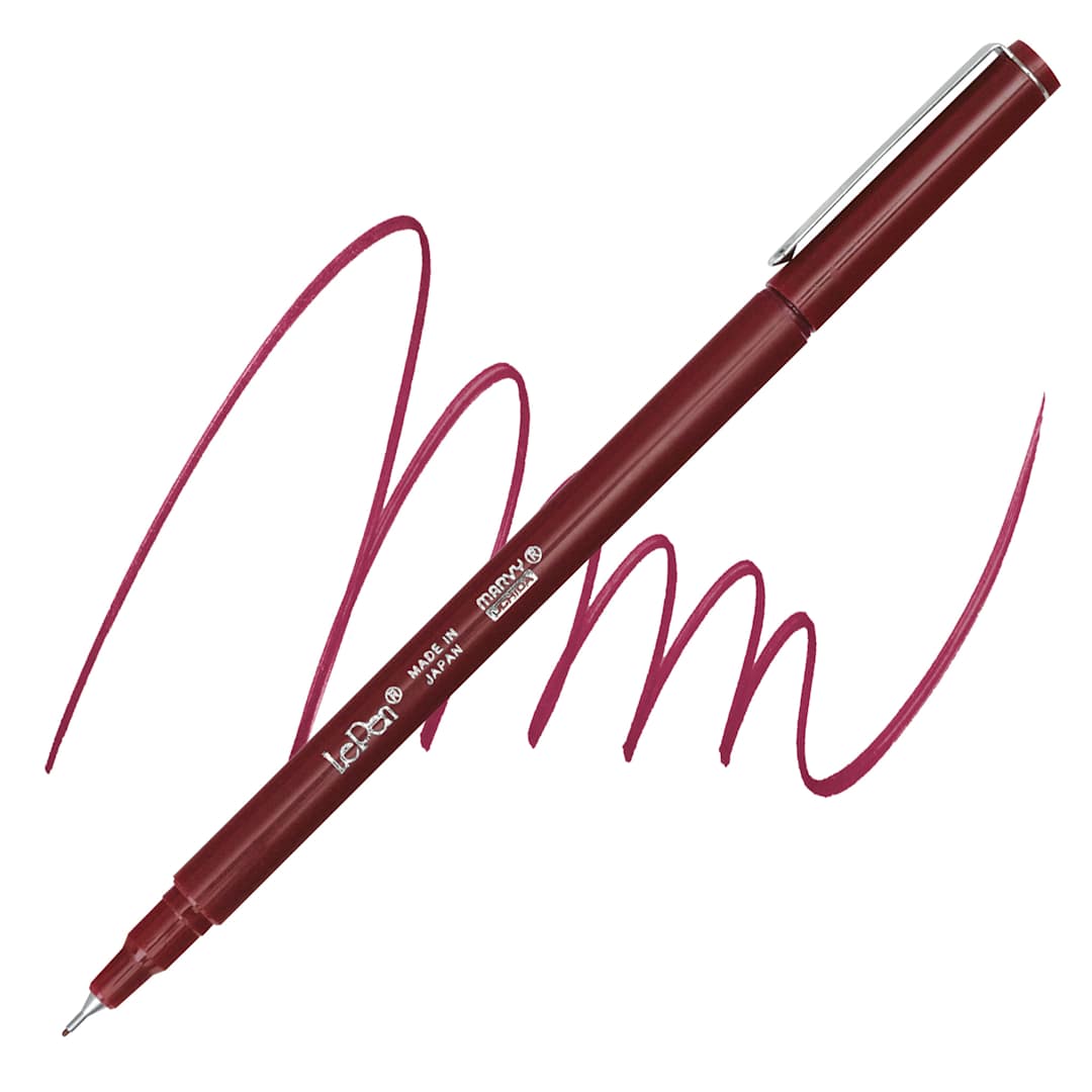 Open in modal - Marvy Uchida LePen Fine Line Marker - Burgundy marker and swatch