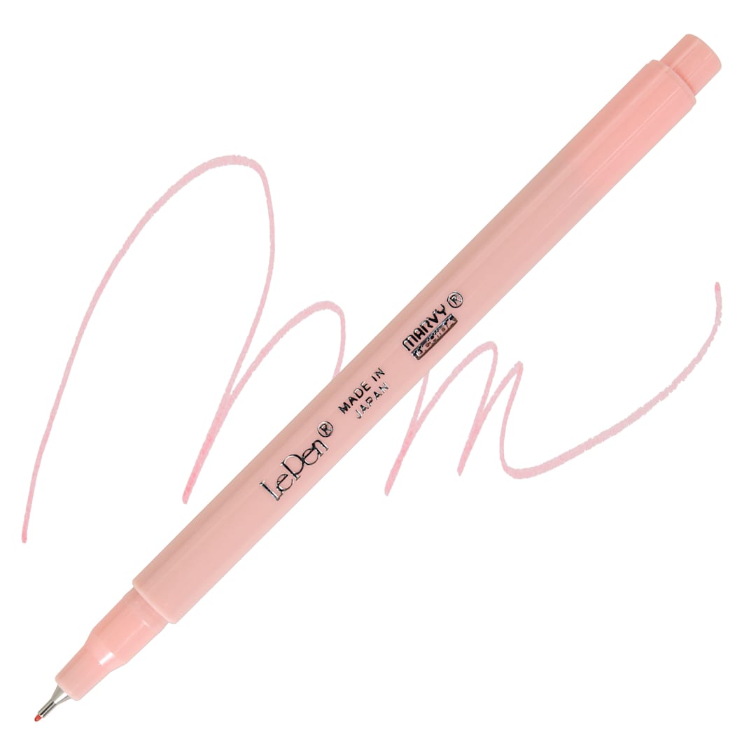 Open in modal - Marvy Uchida LePen Fine Line Marker - Pastel Peach, pen and swatch